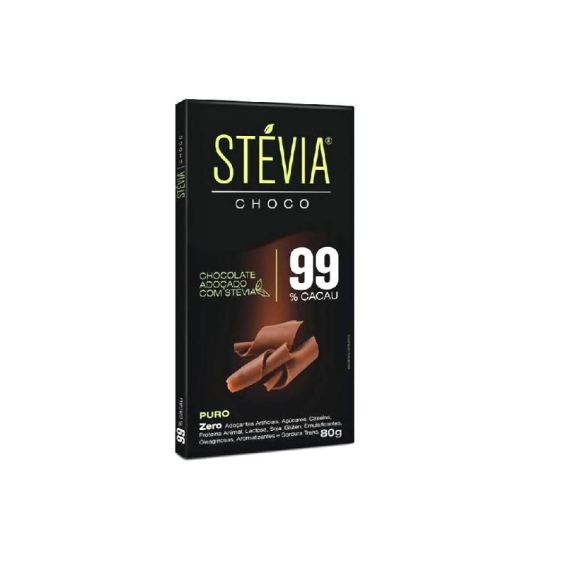 STEVIA CHOCO 99% CACAU ADOÇADO C/ STEVIA 80G